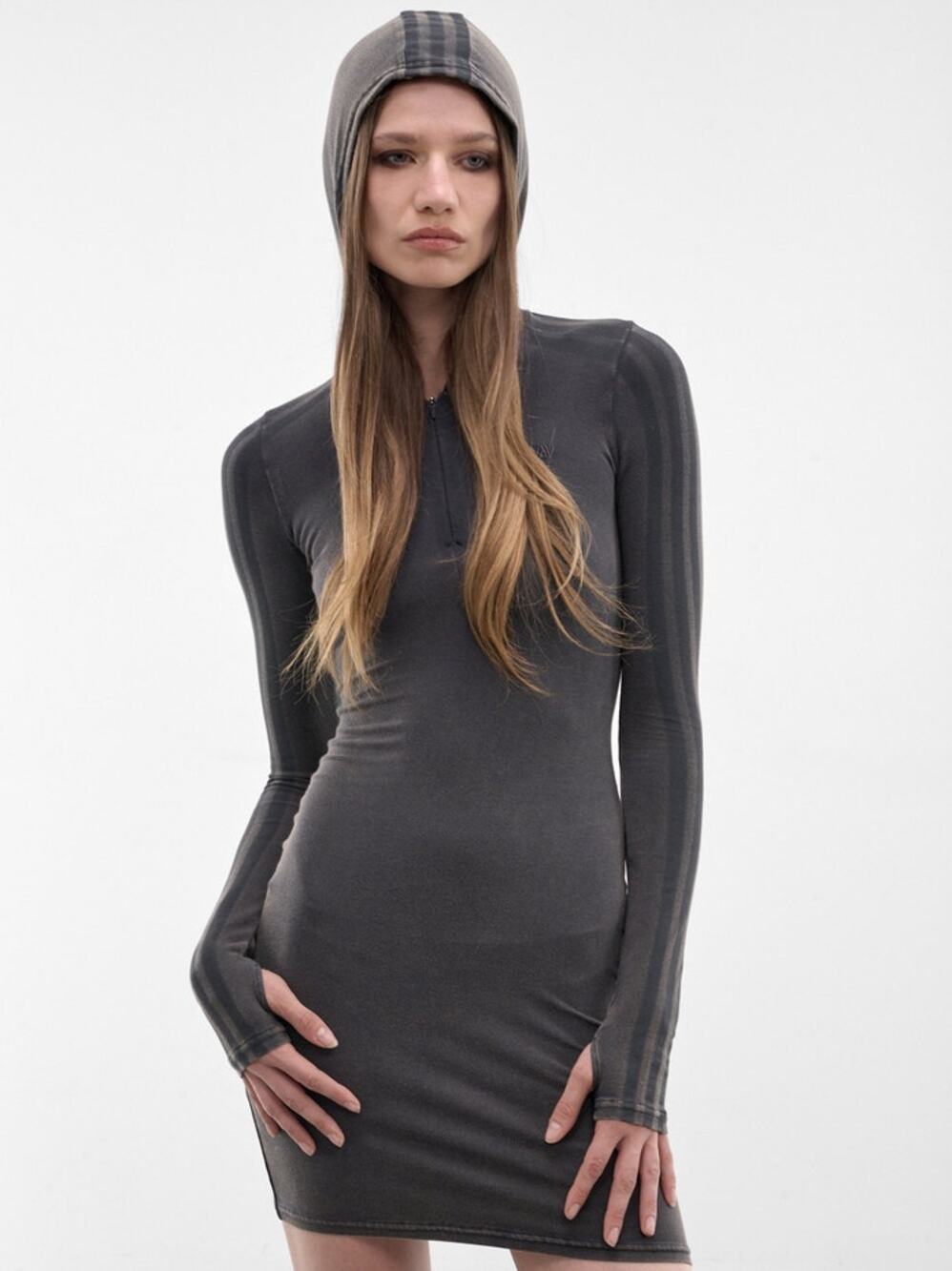 Adidas x Avavav Hooded Mini Dress Small Edgy Streetwear Grunge Cyber Futurism